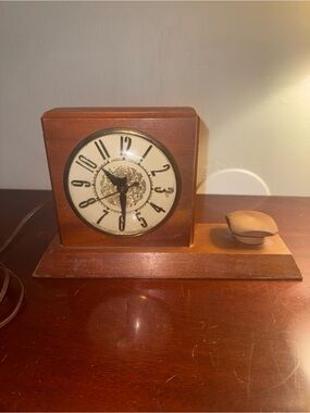 Classic Wooden Mantel Clock in Brown with Decorative Dial